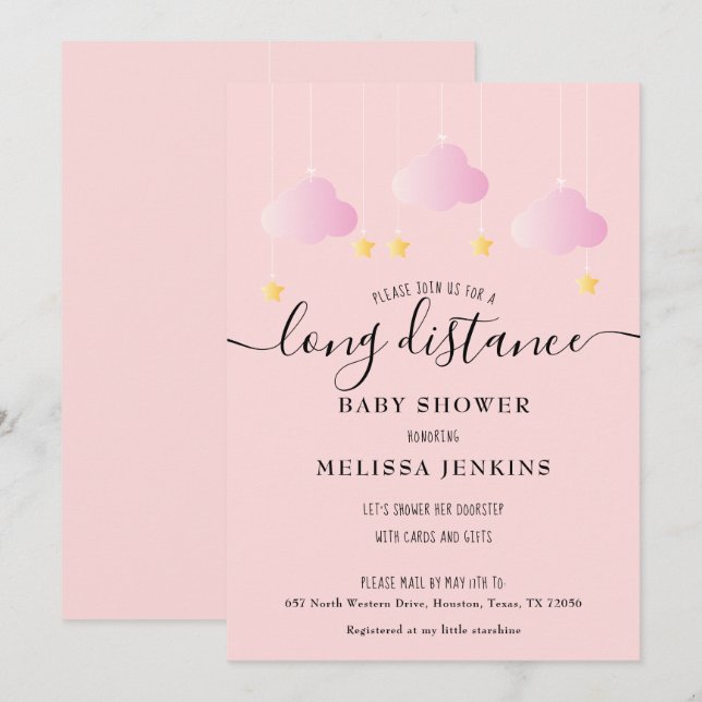 Invitation Douche à distance / Saupoudrer par la poste (Devant / Derrière)