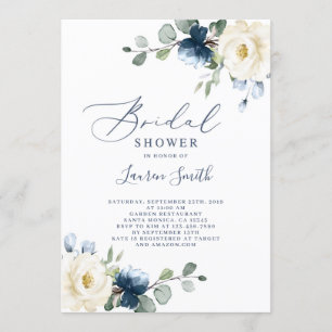 Invitation Douche à fleurs bleues