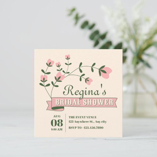 Invitation Douche à fleurs esthétiques (Debout devant)