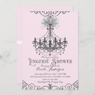 Invitation Douche à lingerie blanche en argent rose pâle