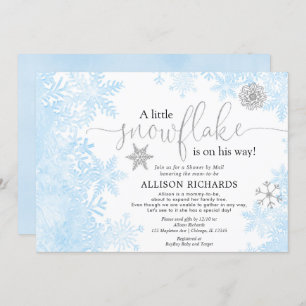 Invitation Douche à neige en argent bleu par baby shower post