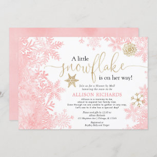Invitation Douche à neige en or rose par baby shower postal