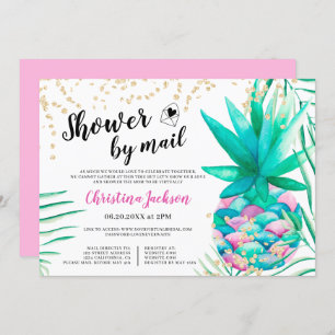 Invitation Douche à parties scintillant d'aquarelle en or d'a
