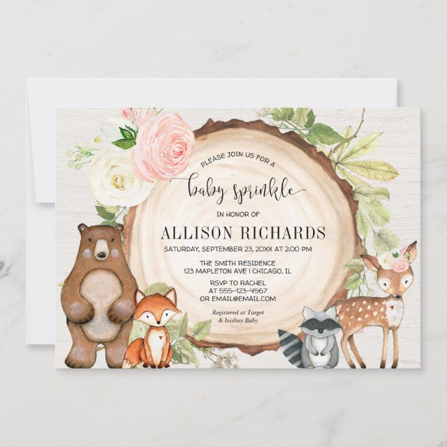 Invitation Douche à thème pour la petite fille saupoudrée de  (Devant)