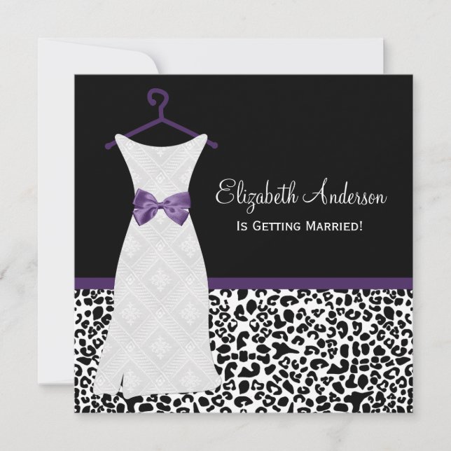 Invitation Douche Acai Purple Gown Leopard PrintBridal (Devant)