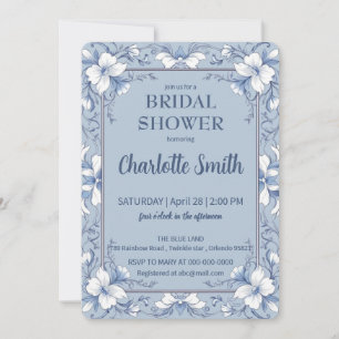Invitation Douche antique de mariée bleu et blanc Chinoiserie