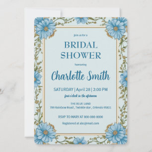 Invitation Douche antique de mariée bleu et blanc Chinoiserie