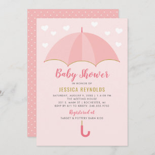 Invitation Douche Avec Amour Baby shower Parapluie Rose Bleu