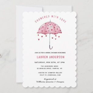Invitation Douche avec Love Pink Fête des mariées parapluie
