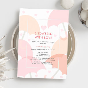 Invitation Douche avec Love Pink Umbrellas Fête des mariées