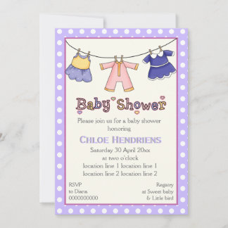 Invitation Douche bébé de ligne de vêtements personnalisée