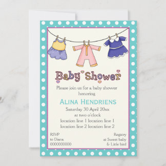 Invitation Douche bébé de ligne de vêtements personnalisée