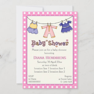 Invitation Douche bébé de ligne de vêtements personnalisée