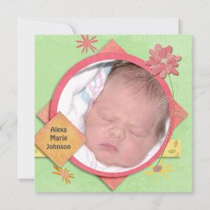 Invitation Douche bébé fille avec photo personnalisée