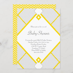 Invitation Douche bébé jaune et gris Co-Ed Genre Neutre