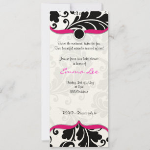 Invitation Douche bébé jumelle noire et blanche Damask avec r