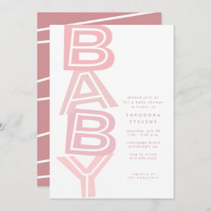 Invitation Douche bébé moderne et rose vif