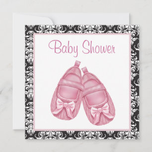 Invitation Douche bébé noire rose