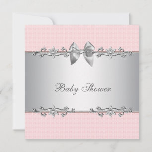 Invitation Douche bébé rose et gris