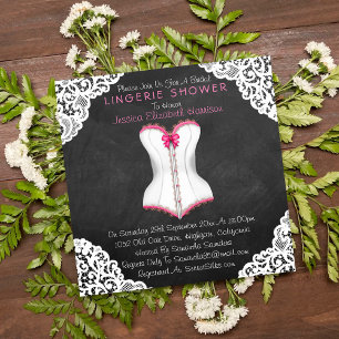 Invitation Douche blanche de lingerie de tableau de dentelle