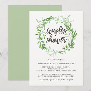 Invitation Douche botanique verte de couples de guirlande de