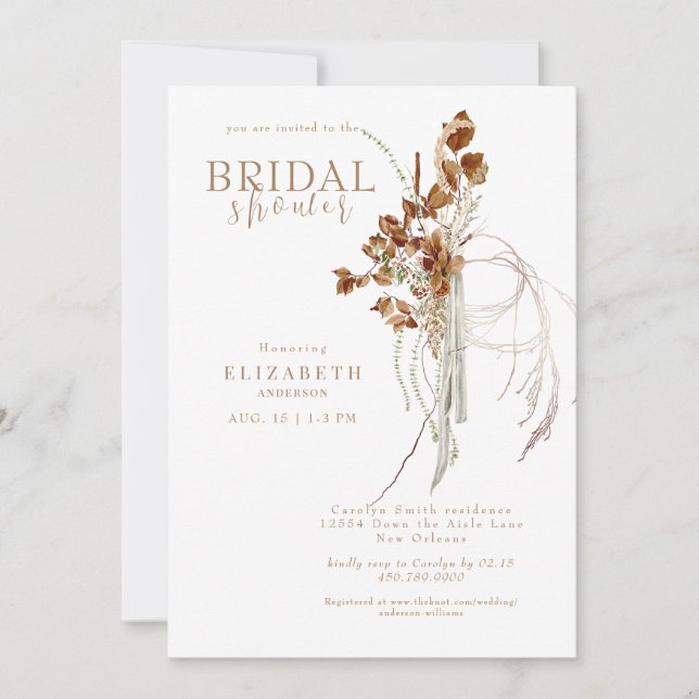 Invitation Douche Bridal Bohème Blanc Féminin Automne  (Devant)