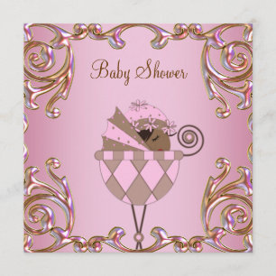 Invitation Douche Brown rose Invtations de bébé de dentelle