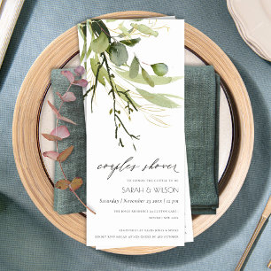 Invitation DOUCHE cool EN FEAFY VERT FOLIAGE D'EAU COUPLES CO