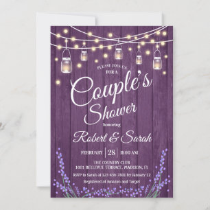 Invitation Douche Couple - Lavender Rustic Wood