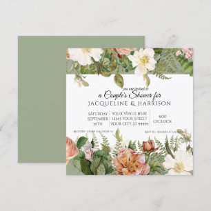 Invitation Douche Couples   Rose d'ivoire vert Mint Sage Flor