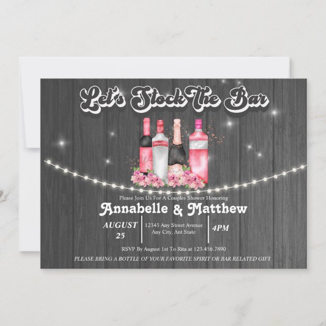 Invitation Douche Couples | Stock de la barre (Devant)