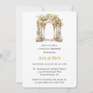 Invitation Douche Couples White and Gold Church