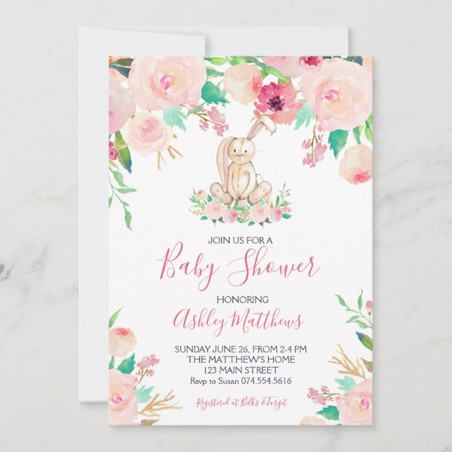 Invitation douche de Baby shower de Pâques Bunny (Devant)