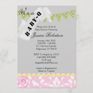 Invitation Douche de barbecue du bébé Q, mignonne