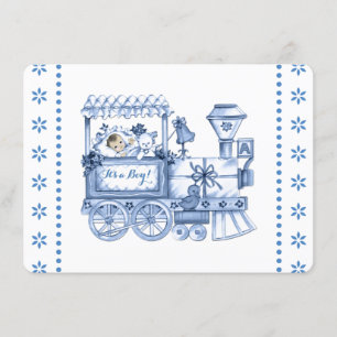 Invitation Douche de bébé de train de bleus layette