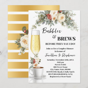 Invitation Douche de café Fleurs Blanches d'Hiver Bulles & Br