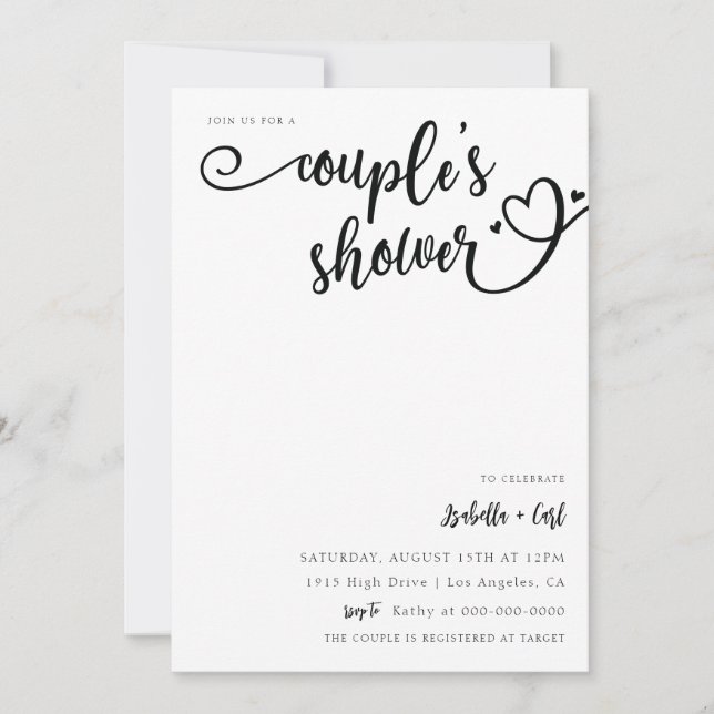 Invitation Douche de Couple Cœurs (Devant)