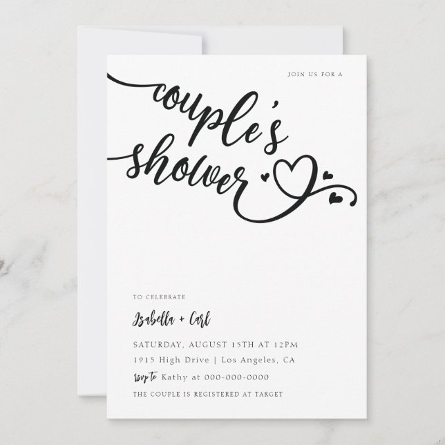 Invitation Douche de Couple Cœurs (Devant)
