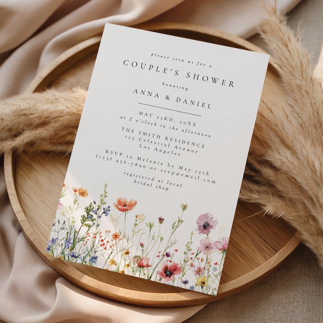 Invitation Douche de Couple Fleur Sauvage d'Été (Créateur téléchargé)