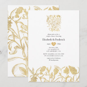 Invitation Douche de couple florale chic or