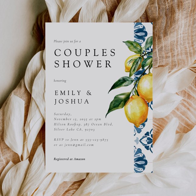 Invitation Douche de couple italienne Positano Citrus Citron (Créateur téléchargé)