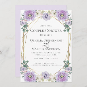 Invitation DOUCHE DE COUPLE Lavender Peony Gold Frame
