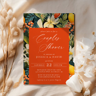 Invitation Douche de couple Paradis Orange Tropical