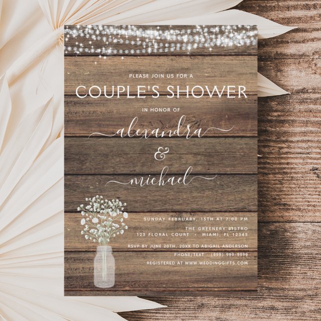 Invitation Douche de couple Rustic Baby's Breath Farmhouse (Créateur téléchargé)