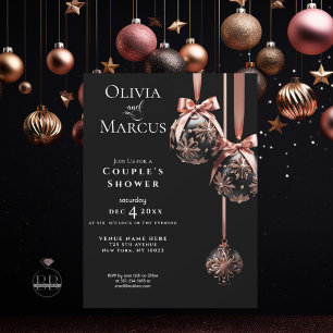 Invitation Douche DE COUPLE Winter Pink et Onyx Baubles