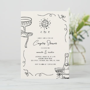 Invitation Douche de couples dessinés à la main avec fantaisi