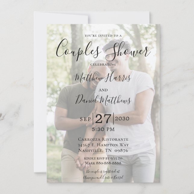 Invitation Douche de couples LGBTQ photo moderne 2 (Devant)