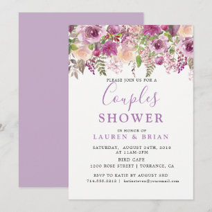 Invitation Douche de couples mixte aux fleurs de lavande viol