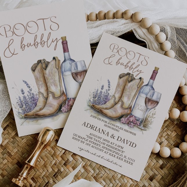 Invitation Douche de couples occidentaux Boots and Bubbly (Créateur téléchargé)