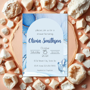Invitation Douche de cristal bleu et or